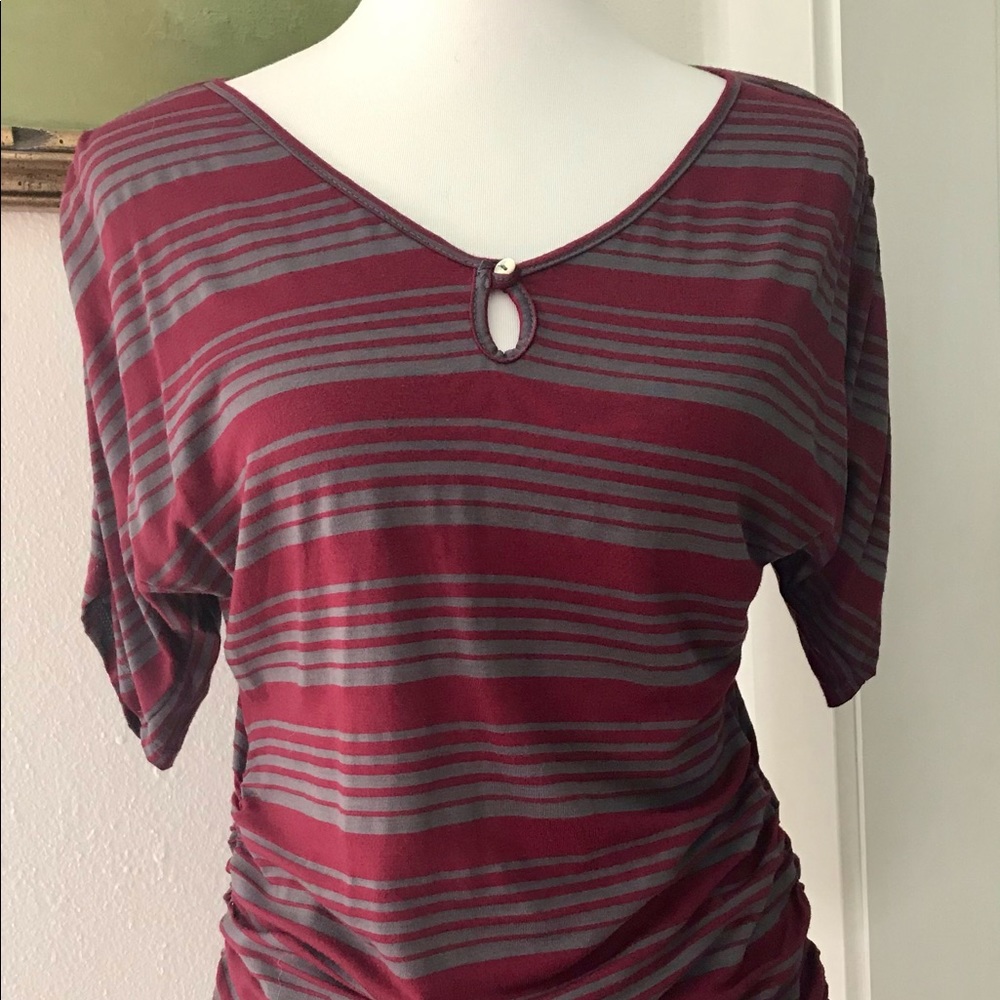 Olivia Moon Pink and Gray Striped Top